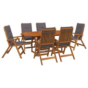 vidaXL Set de dining pentru exterior cu parasolar 8 buc. Antracit