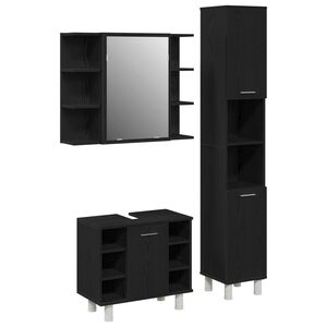 vidaXL Set de mobilier pentru baie 3 buc. Negru 30 x 30 x 179,5 cm