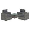 vidaXL Set mobilier de grădină cu perne, 5 piese, gri, poliratan