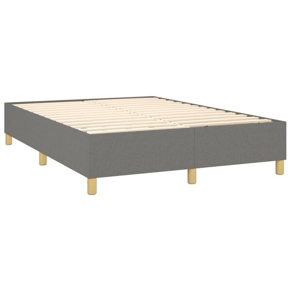vidaXL Pat box spring cu saltea, gri închis, 140x190 cm, textil