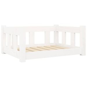 vidaXL Pat pentru c&acirc;ini, alb, 65,5x50,5x28 cm, lemn masiv de pin