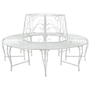 vidaXL Bancă cu arbori 8-Număr de locuri &Oslash; 160 x 89 cm Oțel Alb Antic