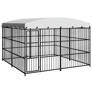 vidaXL Padoc pentru c&acirc;ini de exterior, cu acoperiș, 300 x 300 x 210 cm