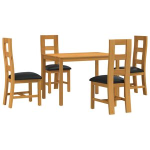 vidaXL Set de dining 5 buc. Negru Lemn de stejar masiv
