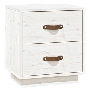 vidaXL Noptieră, alb, 40x34x45 cm, lemn masiv de pin