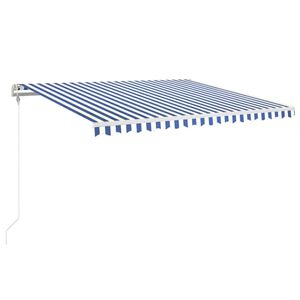 vidaXL Copertină automată cu LED&senzor v&acirc;nt, albastru/alb, 450x350 cm