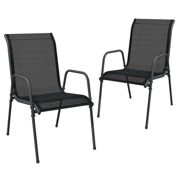 vidaXL Set mobilier de grădină, 3 piese, negru, oțel