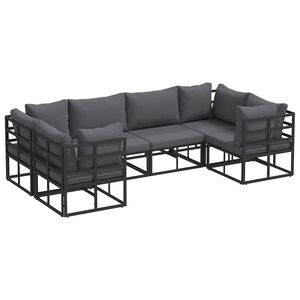 vidaXL Set de canapele pentru grădină 6 buc. Negru Aluminiu