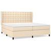 vidaXL Pat box spring cu saltea, crem, 200x200 cm, textil