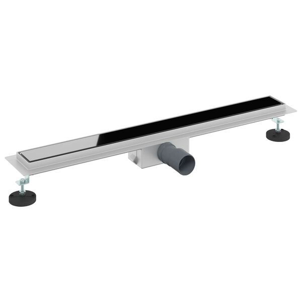 vidaXL Drenaj pentru duș cu capac din sticlă Negru 70 cm