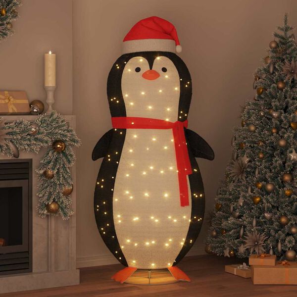 vidaXL Figură de pinguin de zăpadă Alb cald 78 x 88 x 180 cm țesătură