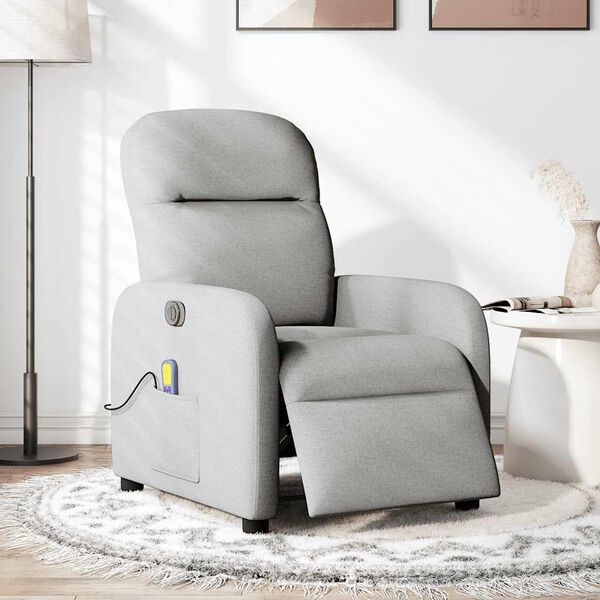 vidaXL Scaun reclinabil electric pentru masaj Cloud Grey Fabric