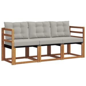 vidaXL Set de canapele de exterior 3 pcs Gri natural și deschis