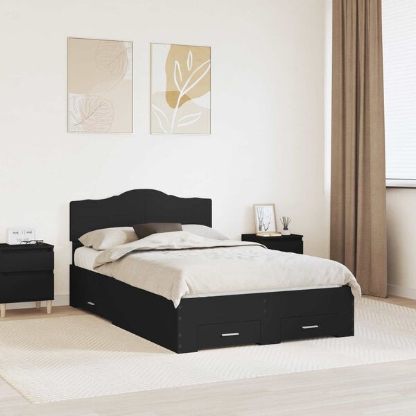vidaXL Cadru de pat cu headboard Negru 120 x 200 cm Lemn compozit