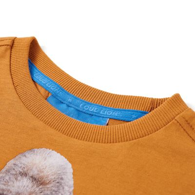 Tricou pentru copii cu mâneci lungi, ocru închis, 92