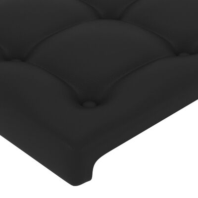 vidaXL Tăblie de pat cu aripioare negru 203x16x78/88cm piele ecologică