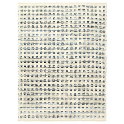 vidaXL Covor din lână cu denim, albastru/alb, 160 x 230 cm