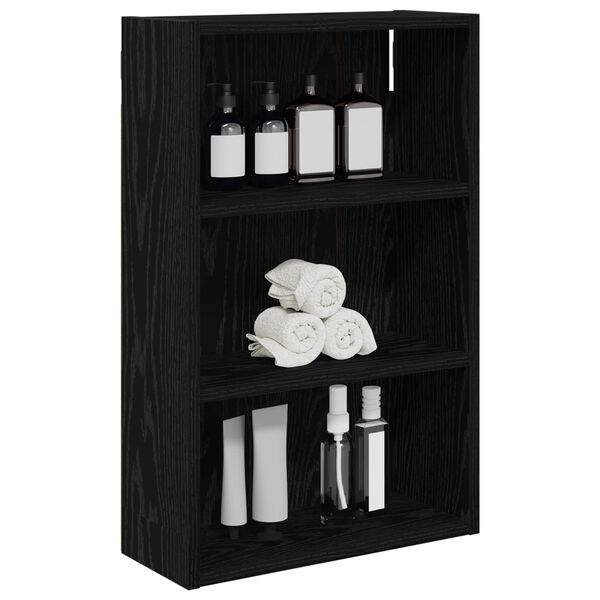 vidaXL Dulap de perete pentru baie Stejar Negru 40 x 16 x 62,5 cm