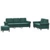 vidaXL Set de canapele cu perne, 3 piese, verde &icirc;nchis, catifea
