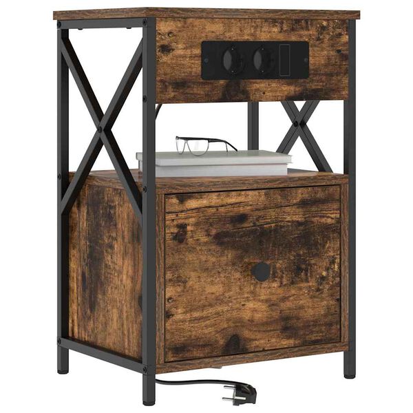 vidaXL Dulap de noapte Stejar fumuriu 40 x 31 x 60 cm Lemn compozit