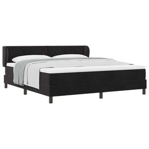 vidaXL Pat cu arcuri cu headboard Negru 180 x 200 cm Catifea