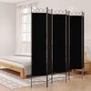 vidaXL Paravan de cameră cu 6 panouri, negru, 240x200 cm, textil