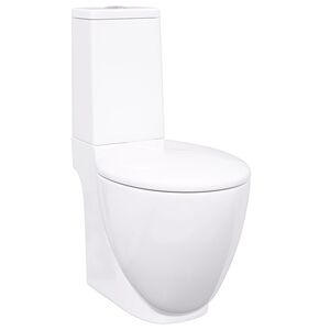 vidaXL Vas WC toaletă de baie, alb, ceramică, rotund, flux inferior
