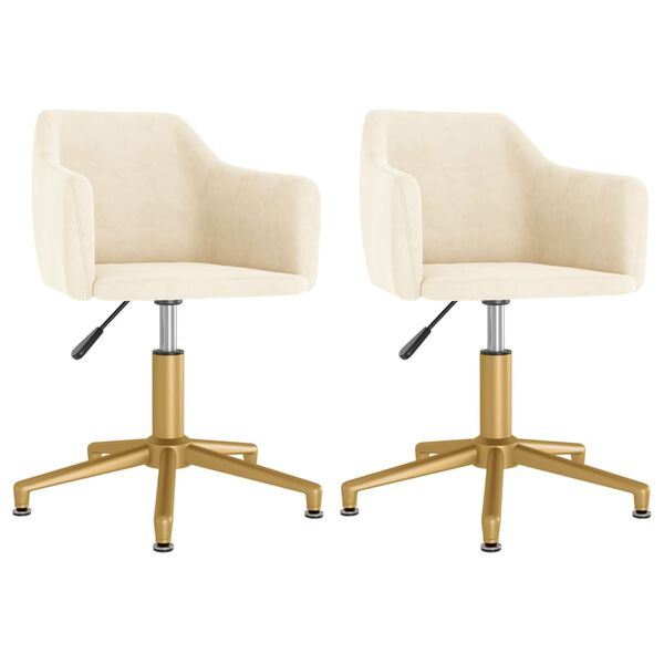 vidaXL Scaune de bucătărie pivotante, 2 buc., crem, catifea