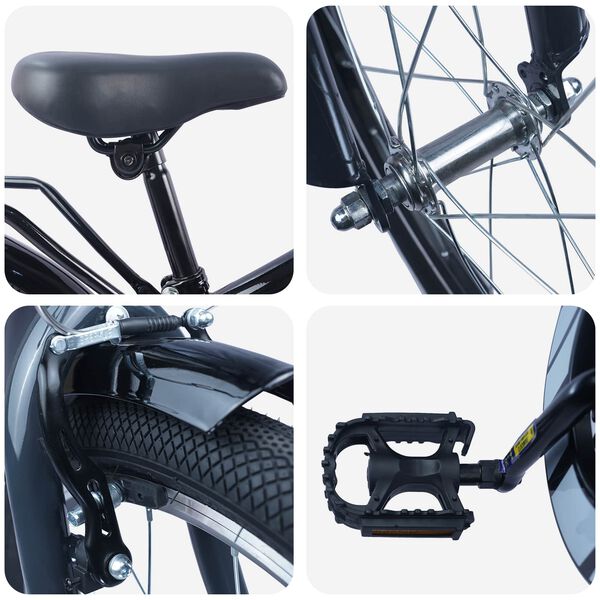 vidaXL Bicicletă pentru Copii 18 Inci pentru 5-7 ani Negru