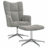 vidaXL Scaun de relaxare cu taburet, gri deschis, catifea
