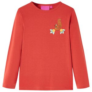 Tricou de copii cu m&acirc;neci lungi, roșu ars, 104