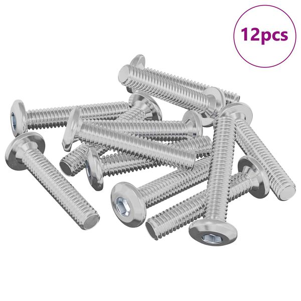 vidaXL Șurub cu Prindere 12 pcs Argintiu M6 x 35 mm Oțel