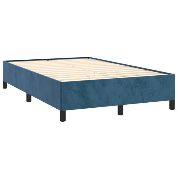 vidaXL Pat box spring cu saltea, albastru &icirc;nchis, 120x190 cm, catifea