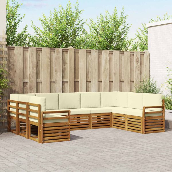 vidaXL Set canapea sectională cu pernă 9 pcs Natural și Crem