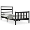 vidaXL Cadru de pat cu tăblie Small Single, negru, lemn masiv