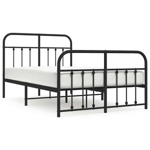 vidaXL Cadru pat metalic cu tăblie de cap/picioare, negru, 120x190 cm