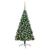 vidaXL Jumătate brad Crăciun artificial cu set globuri verde 210 cm