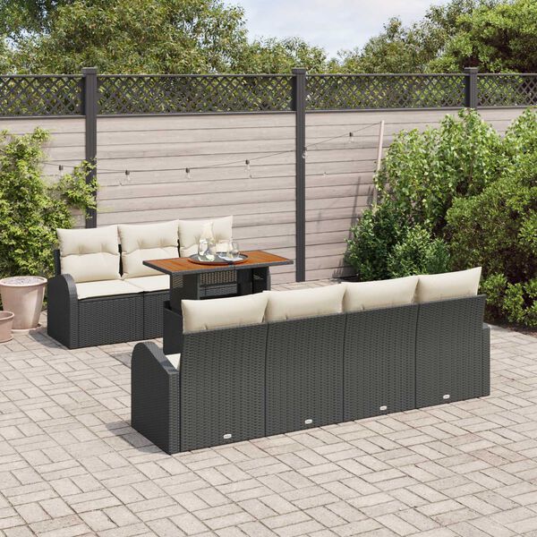 vidaXL Set de canapele pentru grădină 8 pcs Negru Rattan poli
