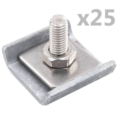 vidaXL Conector grilaj din plasă, argintiu, 25 seturi