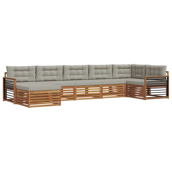 vidaXL Seturi de canapele cu pernă 7 pcs Gri natural și deschis