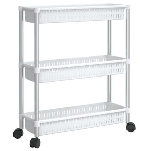 vidaXL Cărucior de depozitare cu 3 niveluri, argintiu și alb, aluminiu