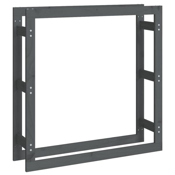 vidaXL Rastel pentru lemne de foc, gri, 100x25x100 cm, lemn masiv pin