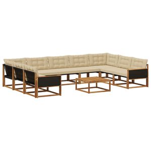 vidaXL Set de canapele de exterior cu pernă 10 pcs Natural și Bej
