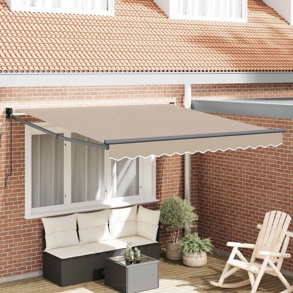 vidaXL Cortina Retractabilă Bej 350 x 250 cm Poliester și Aluminiu