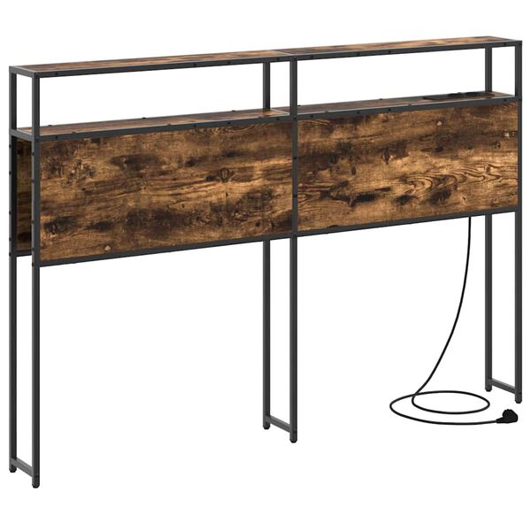 vidaXL Tăblie de depozitare cu raft Stejar afumat 120 cm Lemn compozit