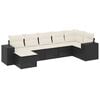 vidaXL Set canapele de grădină cu perne, 7 piese, negru, poliratan