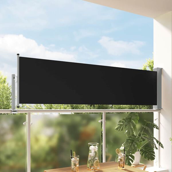vidaXL Copertină laterală retractabilă de terasă, negru, 80 x 300 cm