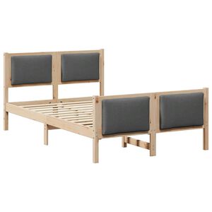 vidaXL Cadru de pat cu headboard Gri &icirc;nchis 120 x 200 cm țesătură