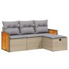 vidaXL Set canapele de grădină, 4 piese, cu perne, mix bej, poliratan