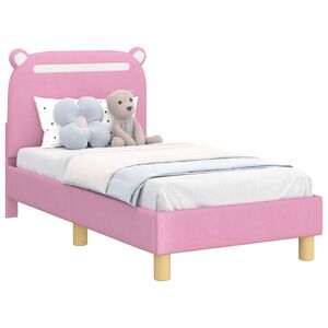 vidaXL Cadru de pat pentru copii cu spătar Roz 70 x 140 cm Țesătură